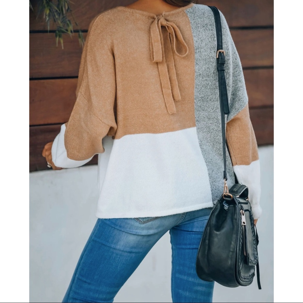 FLASH SALE -WANNA BE YOURS COLORBLOCK KNIT SWEATER - Picture 5 of 9